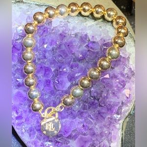 Ralph Lauren RL Gold Tone Signature Beads Bracelet